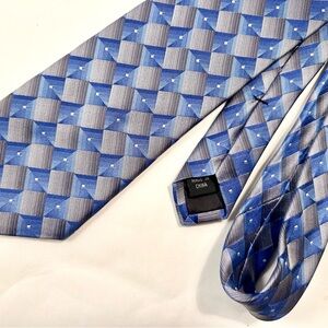 ARROW 100% Silk Men's Tie  - Blue & Gray w/ small white squares